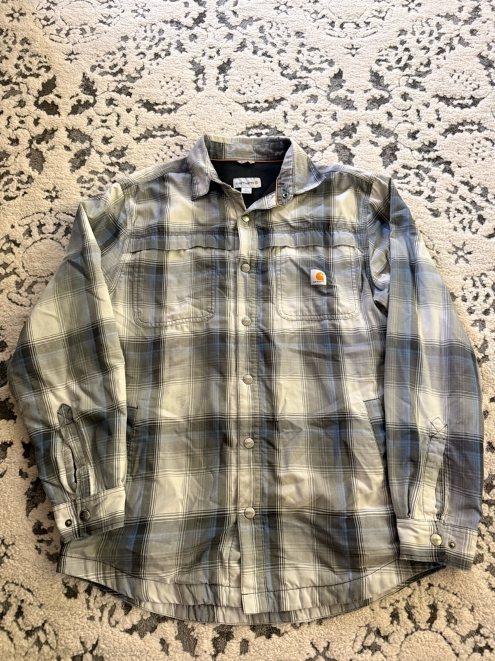 Carhartt Men's Plaid Lightweight Shirt Jacket in Gray and Black